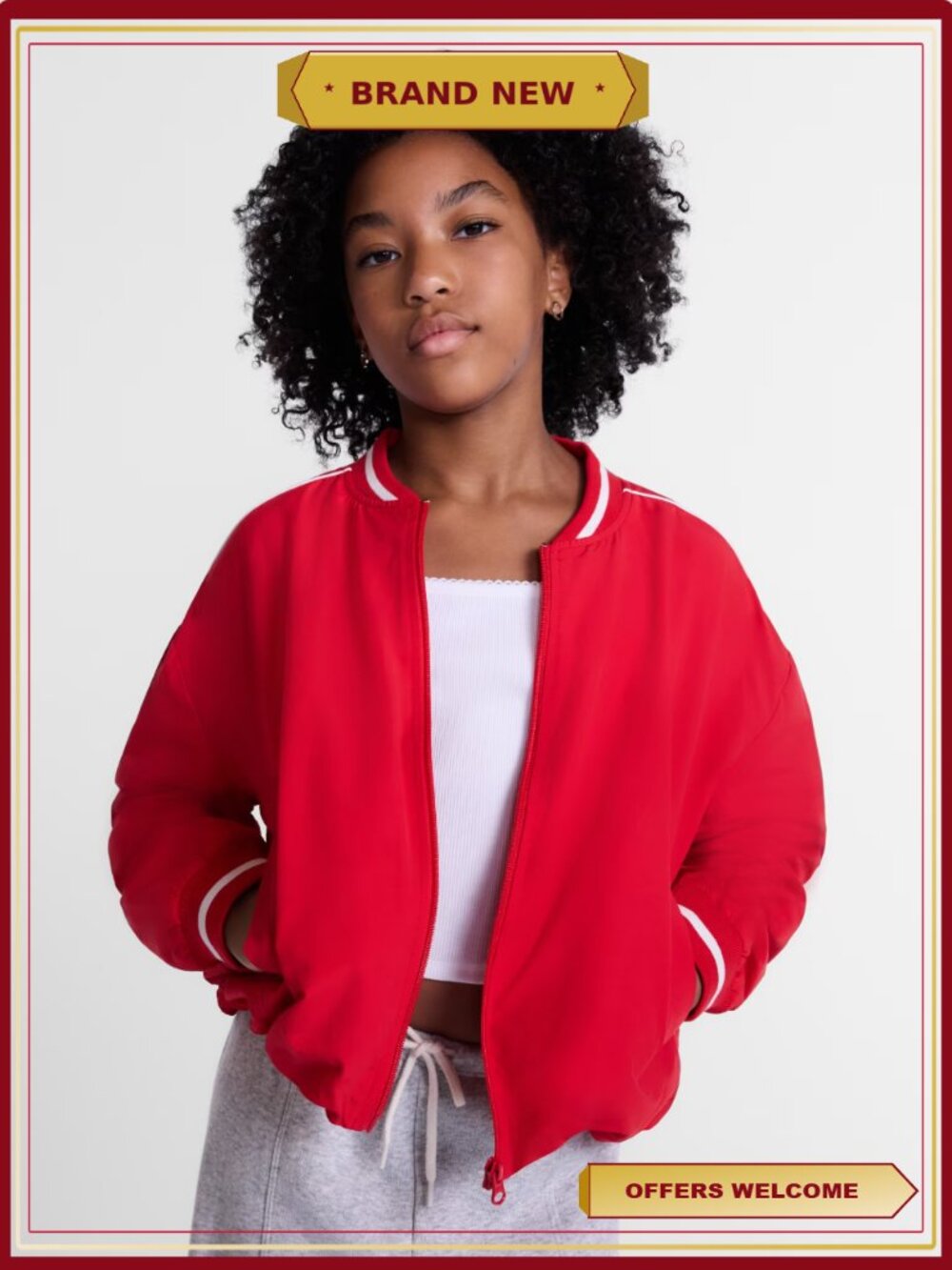 Girls Track Jacket Zip Front Lightweight Cotton Blend Athletic Style Sizes 4-18